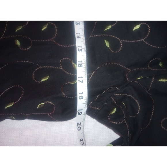 Vtg Denim & Co Blk Denim Trench Coat Embroidered Floral Multicolor‎ Small - Picture 6 of 9